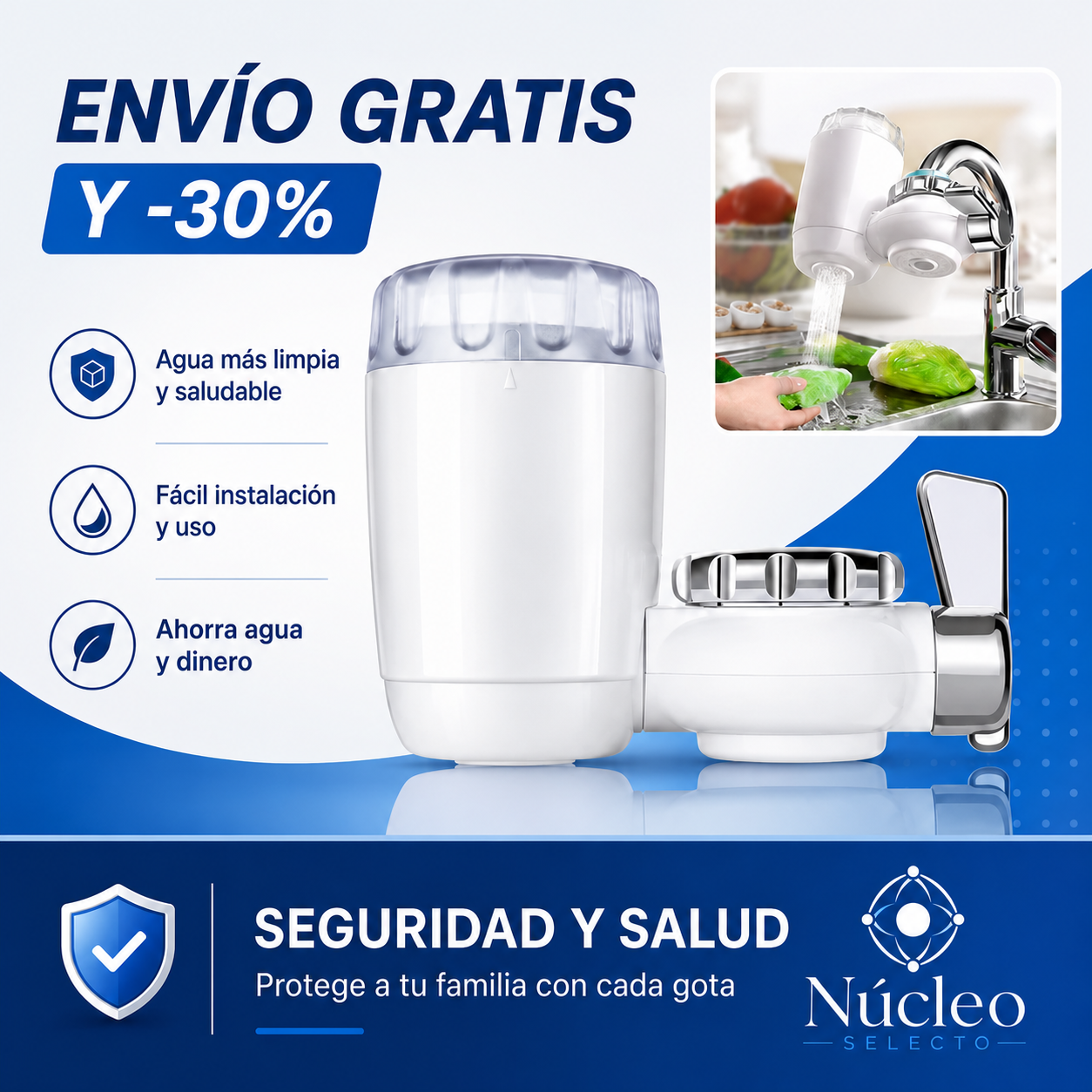 Purificador de Agua para Grifo – Limpieza y seguridad 💧