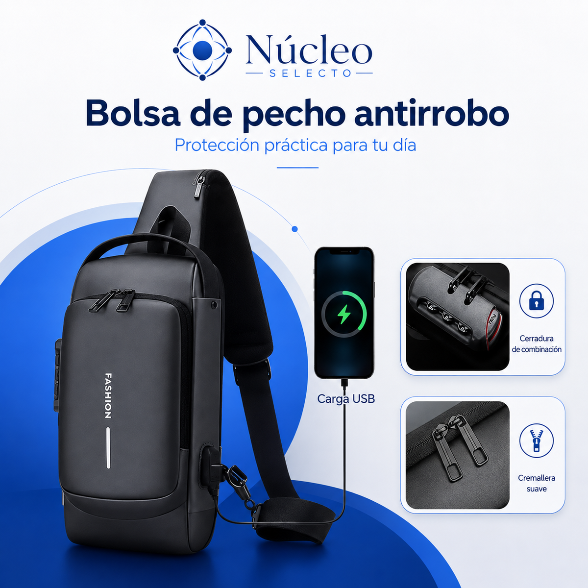 Mochila Antirrobo Impermeable Con USB – Seguridad Inteligente 🔐
