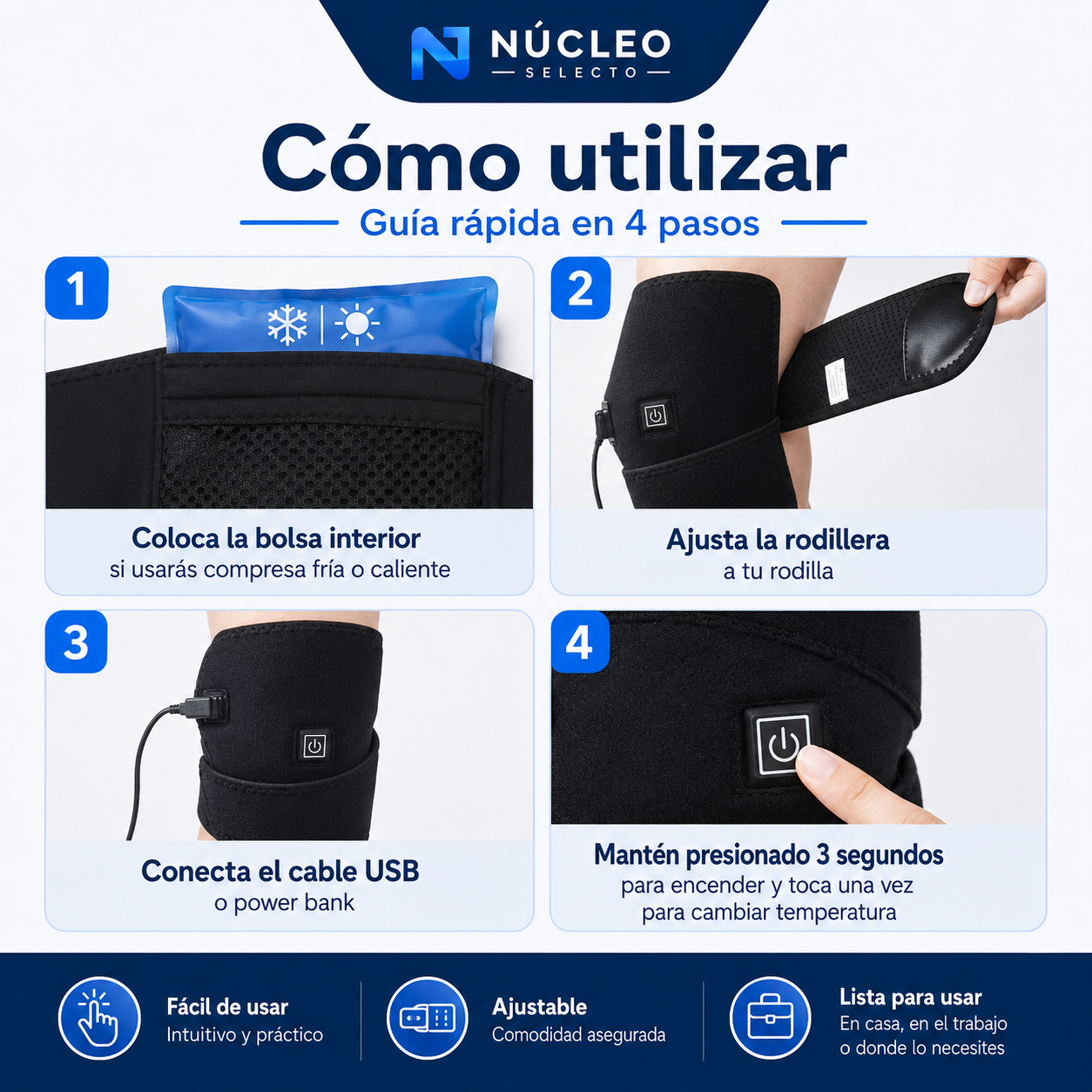 Rodillera Térmica Ajustable – Alivio y bienestar ❤️