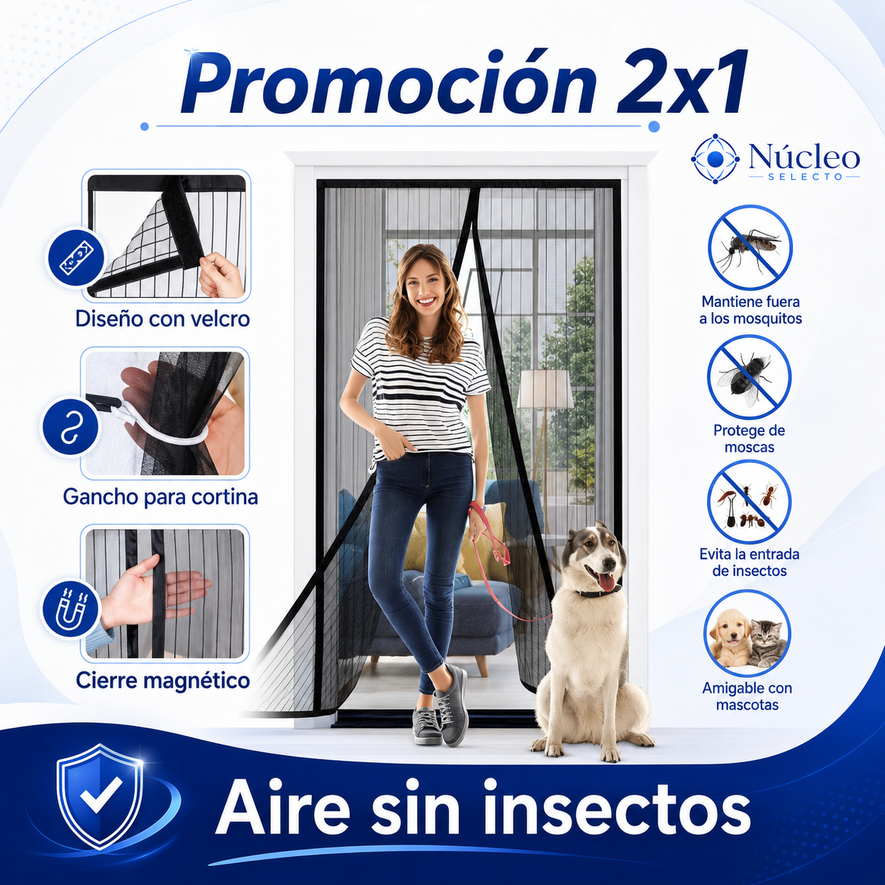 Cortina de puerta mosquitera magnética - Promo 2x1