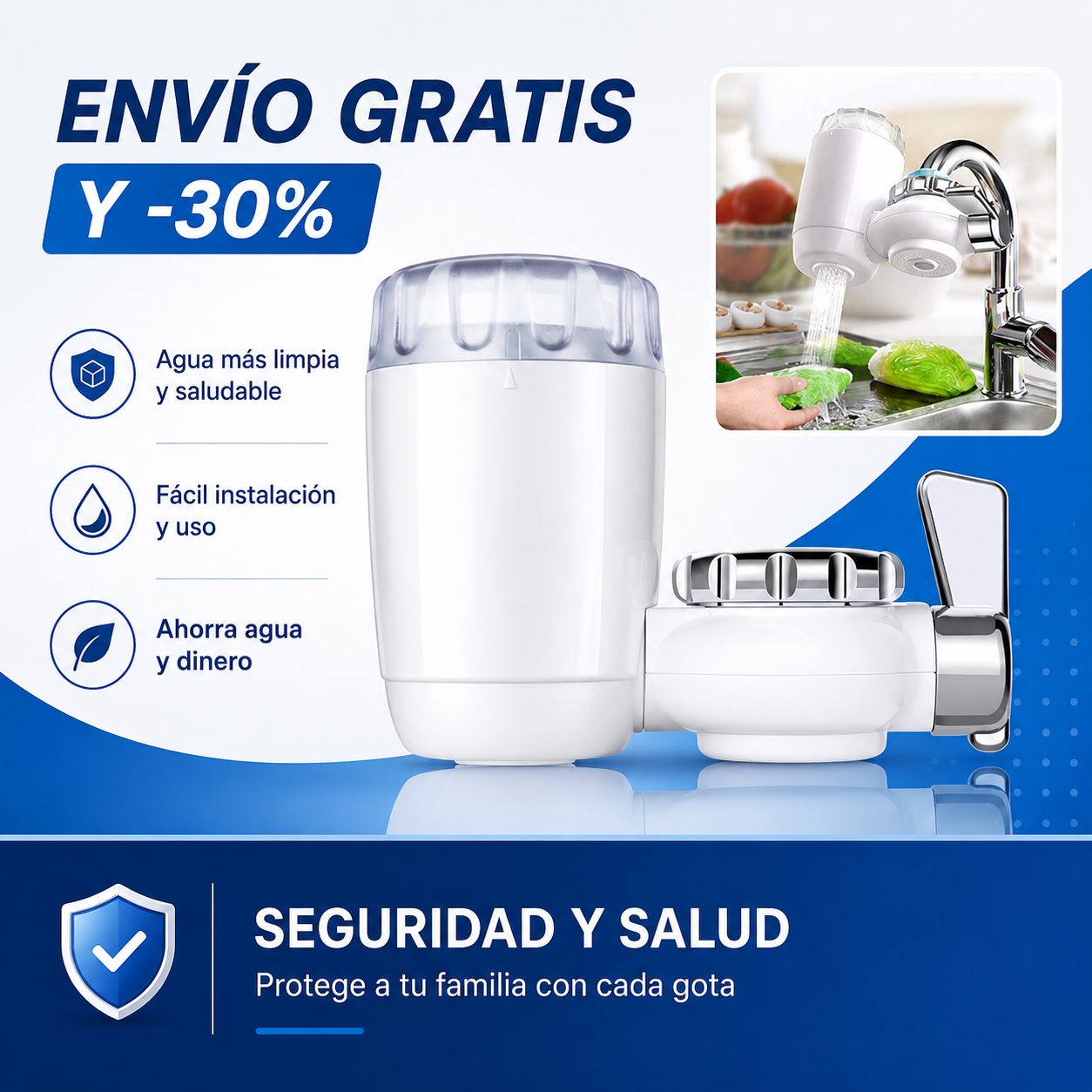 Purificador de Agua para Grifo – Limpieza y seguridad 💧